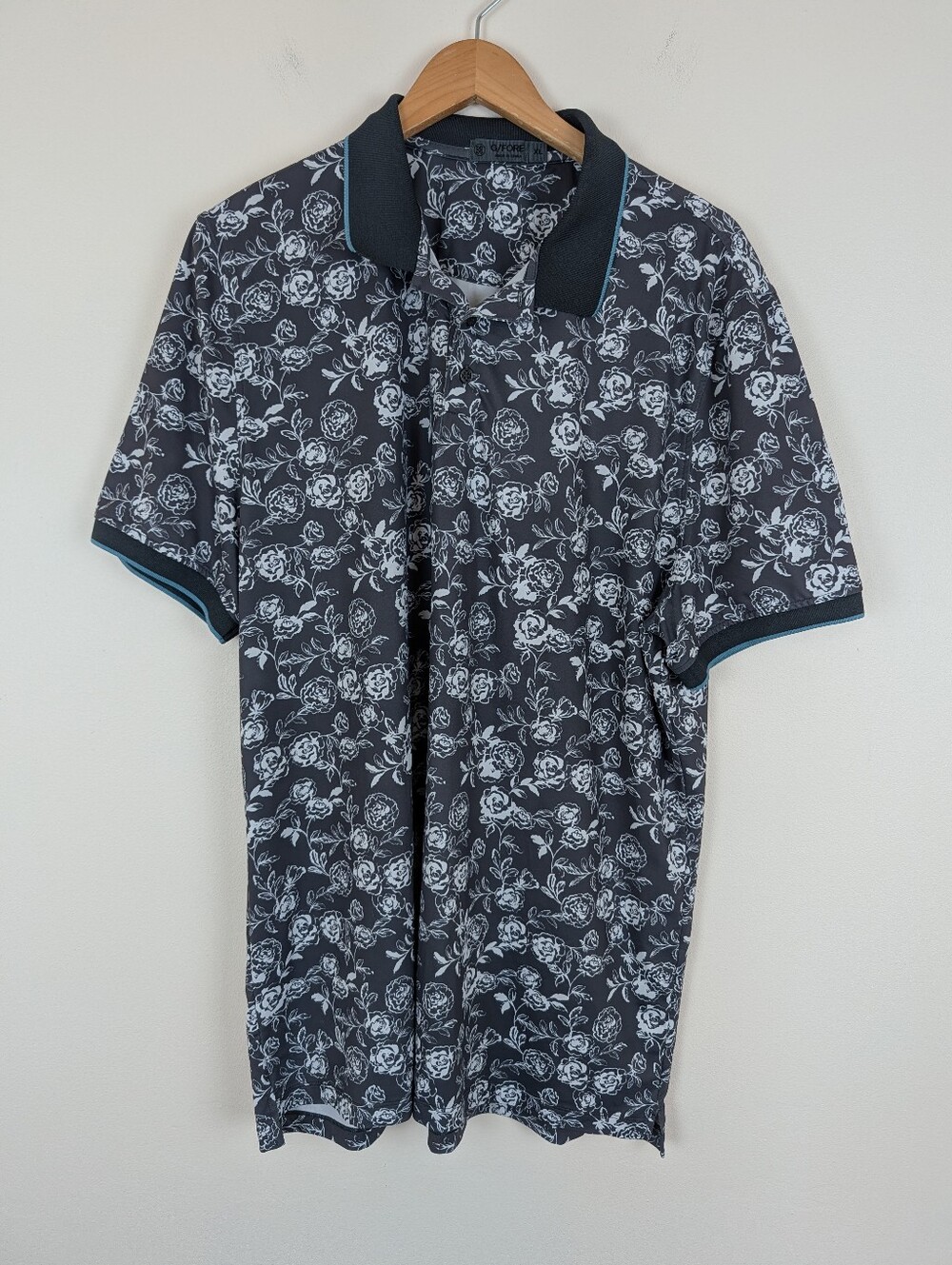 G/Fore Peony Sketch Banded Sleeve Tech Jersey Short Sleeve Golf Polo